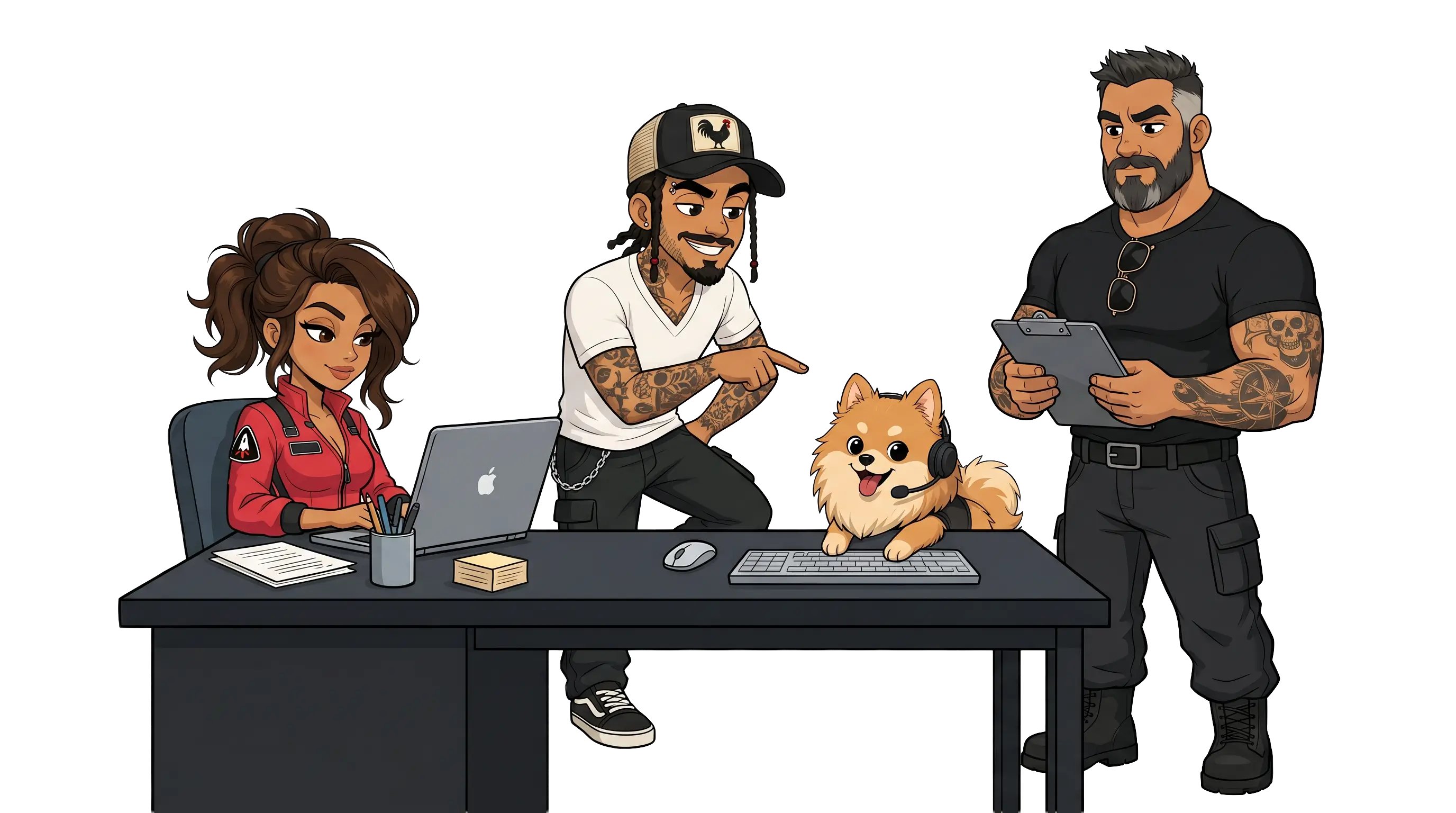 The Launch Mason crew at their desk